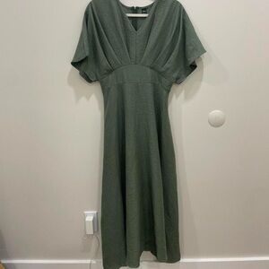 OLIVE GREEN  Midi Dress